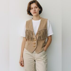 BB DAKOTA Suede Leather Fringed Vest